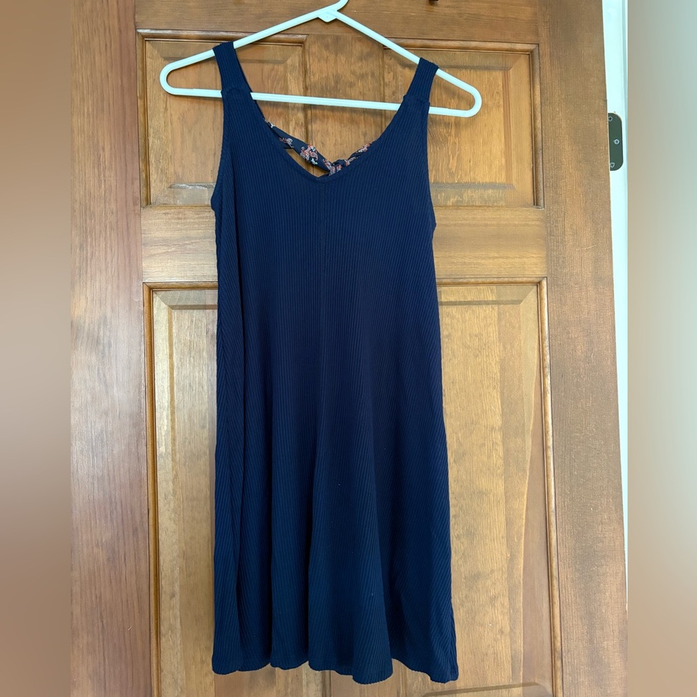 Navy Blue Tanktop Dress with Back Scarf Tie